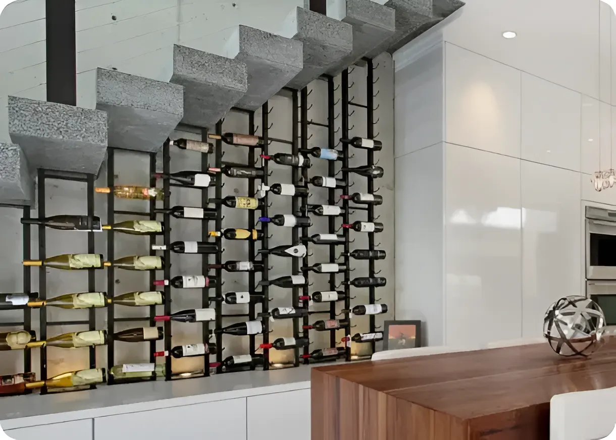 Under-stairs rack without doors